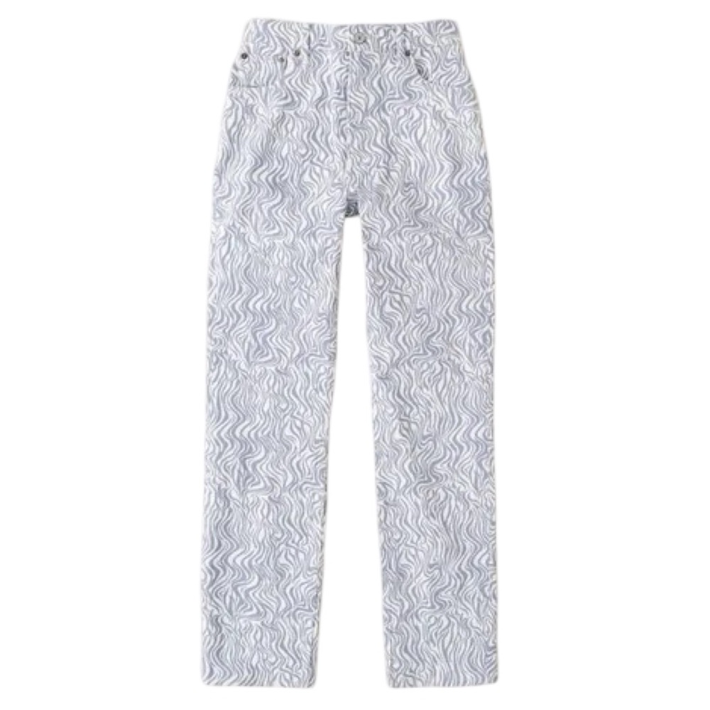 Abercrombie & Fitch Curve High Rise 90s Straight Jeans | Zebra | Size 26 / 2R - Picture 2 of 7